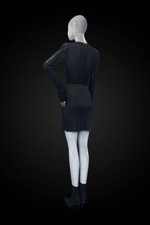 Flared Cuff Rib Knit Sweater